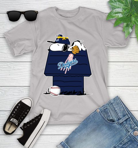 MLB Los Angeles Dodgers Snoopy Woodstock The Peanuts Movie Baseball T Shirt_000 Youth T-Shirt 12