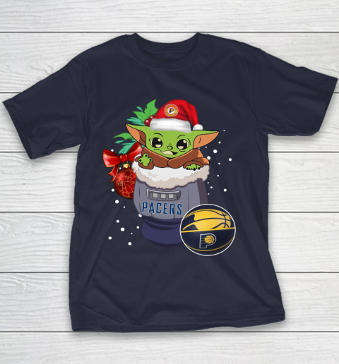 Indiana Pacers Christmas Baby Yoda Star Wars Funny Happy NBA Youth T-Shirt 4