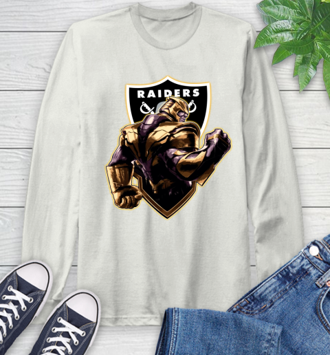 NFL Thanos Avengers Endgame Football Sports Oakland Raiders Long Sleeve T-Shirt 12