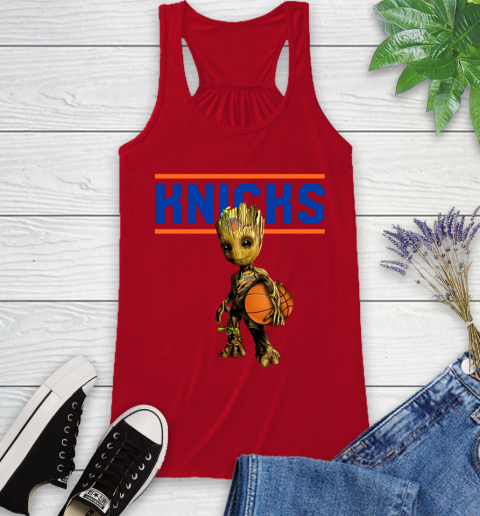 New York Knicks NBA Basketball Groot Marvel Guardians Of The Galaxy Racerback Tank 6