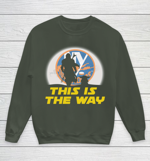 New York Islanders NHL Ice Hockey Star Wars Yoda And Mandalorian This Is The Way Youth Sweatshirt 8