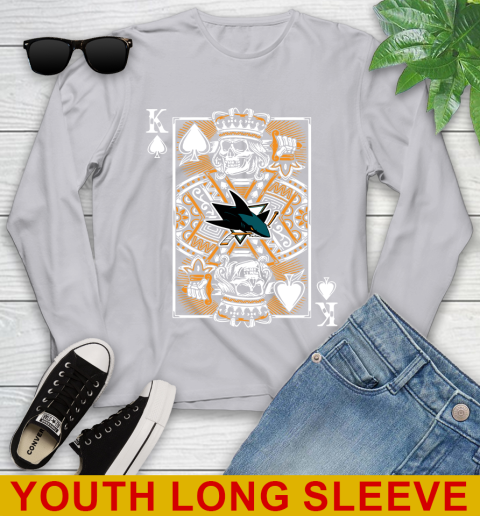 San Jose Sharks NHL Hockey The King Of Spades Death Cards Shirt Youth Long Sleeve 5