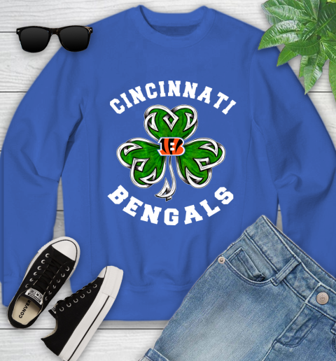 NFL Cincinnati Bengals Three Leaf Clover St Patrick's Day Football Sports Youth Sweatshirt 7