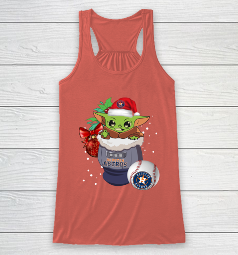 Houston Astros Christmas Baby Yoda Star Wars Funny Happy MLB Racerback Tank 4