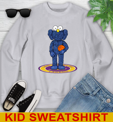 NBA Basketball Los Angeles Lakers Kaws Bff Blue Figure Shirt Youth Sweatshirt 4
