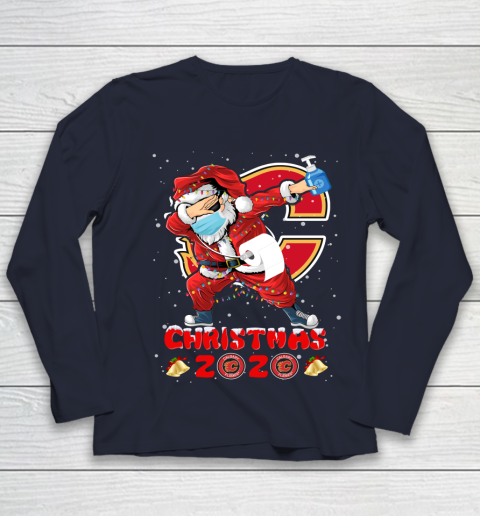 Calgary Flames Funny Santa Claus Dabbing Christmas 2020 NHL Youth Long Sleeve 2