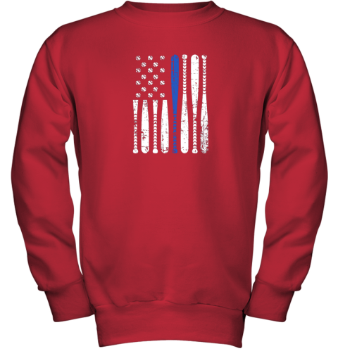 yz9a thin blue line leo usa flag police support baseball bat youth sweatshirt 47 front red