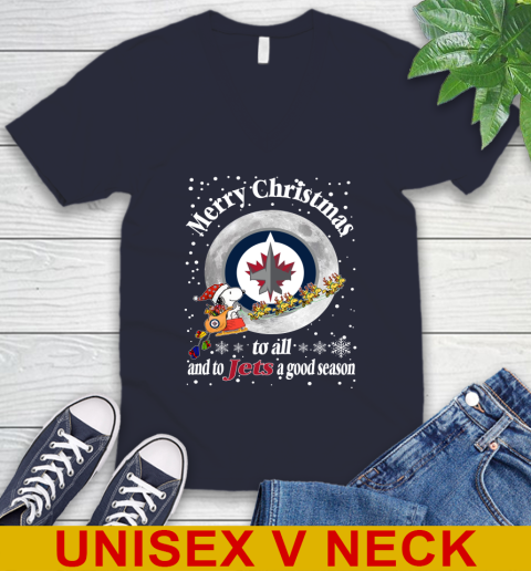 Winnipeg Jets Merry Christmas To All And To Jets A Good Season NHL Hockey Sports V-Neck T-Shirt 2