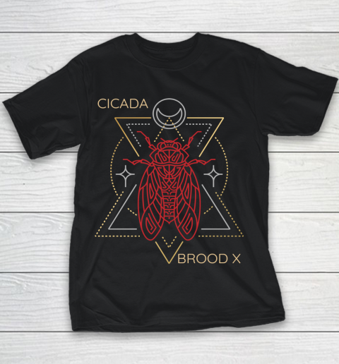 Cicada 2021 Funny tshirt Brood X Magical Lunar Line Drawing Youth T-Shirt