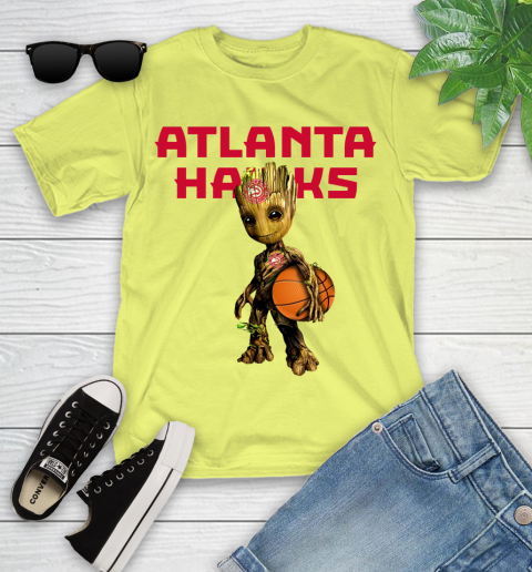 Atlanta Hawks NBA Basketball Groot Marvel Guardians Of The Galaxy Youth T-Shirt 8