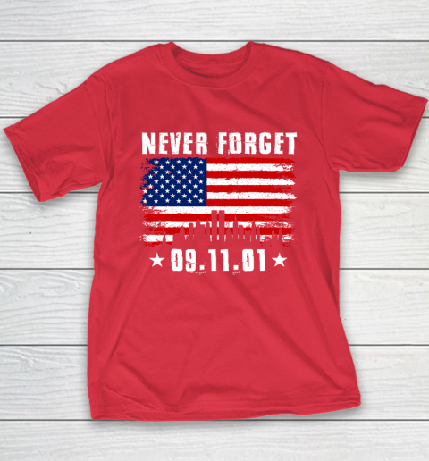 Never Forget September 11 2001 Memorial Day American Flag Youth T-Shirt 7