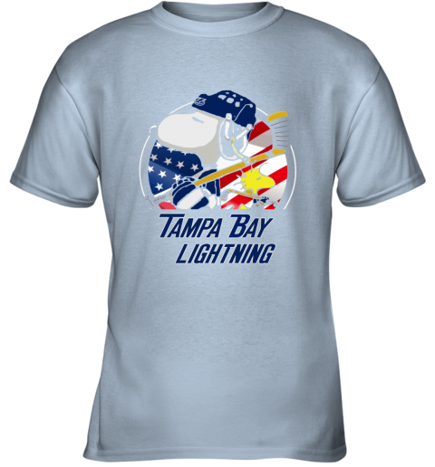 Tampa Bay lightning Snoopy And Woodstock NHL 7jpw tampa bay lightningsnoopy and woodstock nhl youth t shirt 26 front light blue