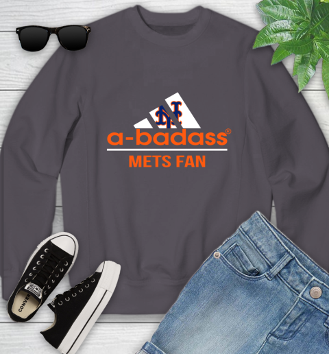MLB A Badass New York Mets Fan Adidas Baseball Sports Youth Sweatshirt 5