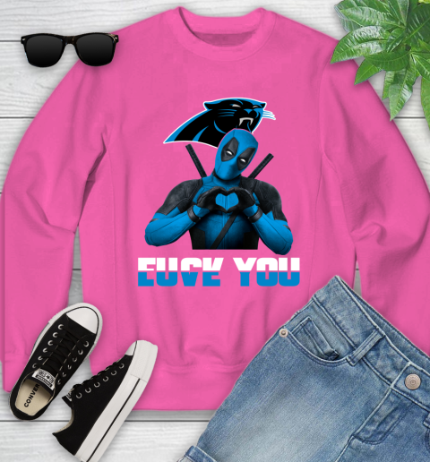 NHL Carolina Panthers Deadpool Love You Fuck You Football Sports Youth Sweatshirt 6