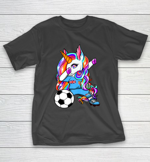 Dabbing Unicorn Fiji Soccer Fans Jersey Flag Fijian Football T-Shirt 2