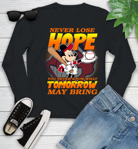 Cleveland Indians MLB Baseball Mickey Disney Never Lose Hope Youth Long Sleeve