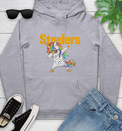 Pittsburgh Steelers NFL Football Funny Unicorn Dabbing Sports Youth Hoodie 6