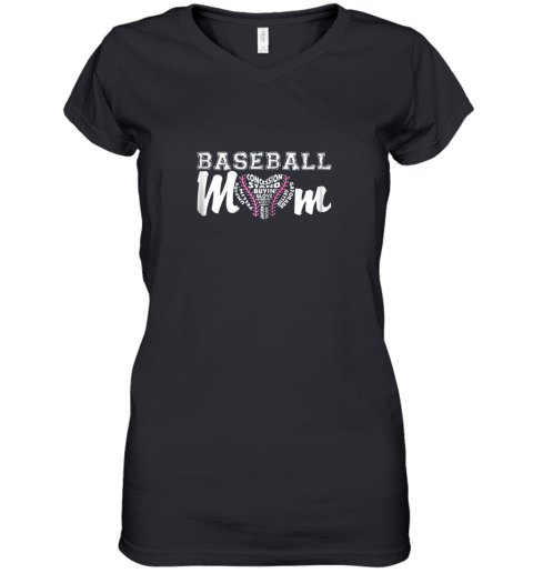 Womens Baseball Mom Facts Baseball Mom Women's V-Neck T-Shirt