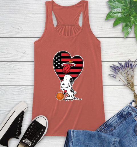 Miami Heat NBA Basketball The Peanuts Movie Adorable Snoopy Racerback Tank 4