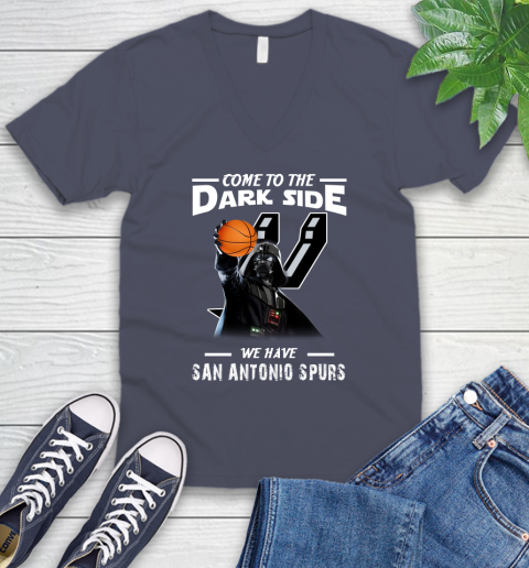 NBA Come To The Dark Side We Have San Antonio Spurs Star Wars Darth Vader Basketball V-Neck T-Shirt 7
