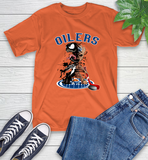 NHL Edmonton Oilers Hockey Venom Groot Guardians Of The Galaxy T-Shirt - Image 6