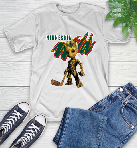 Minnesota Wild NHL Hockey Groot Marvel Guardians Of The Galaxy T-Shirt
