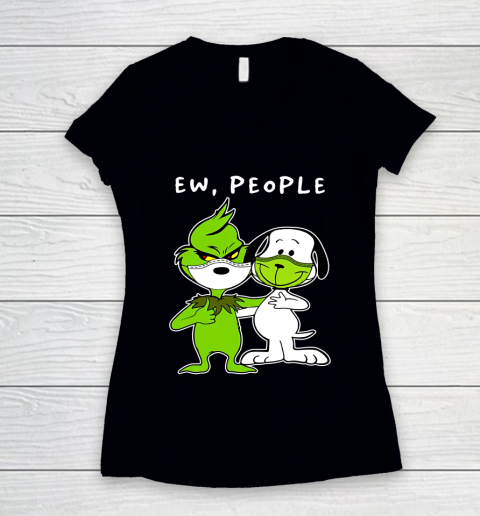 Ew People Snoopy And Grinch Women's V-Neck T-Shirt