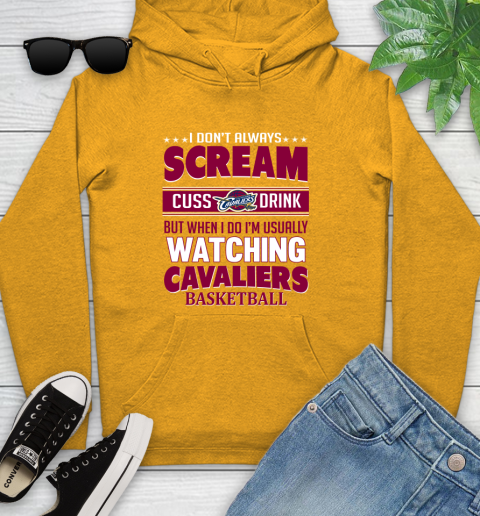 Cleveland Cavaliers NBA Basketball I Scream Cuss Drink When I'm Watching My Team Youth Hoodie 2