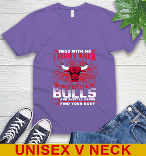 NBA Basketball Chicago Bulls Mess With Me I Fight Back Mess With My Team And They'll Never Find Your Body Shirt V-Neck T-Shirt 8