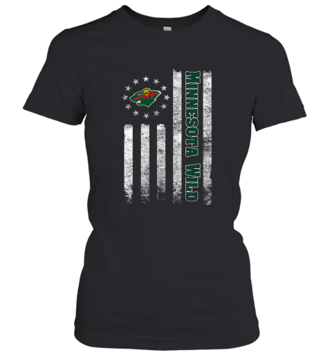 NHL American Flag Hockey Sports Minnesota Wild Women's T-Shirt