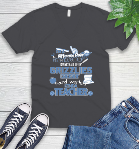 Memphis Grizzlies NBA I'm A Difference Making Student Caring Basketball Loving Kinda Teacher V-Neck T-Shirt 4