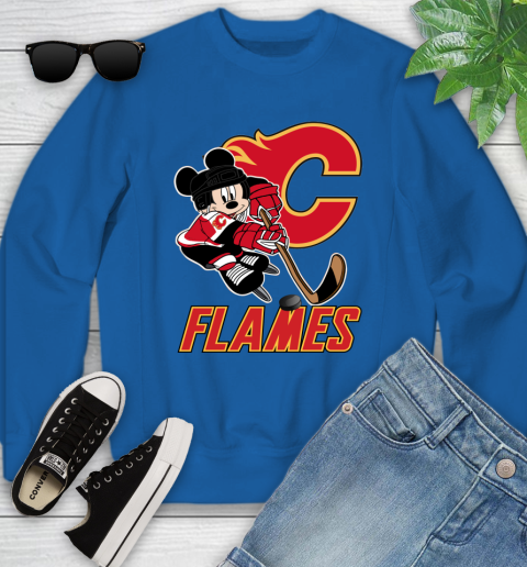 NHL Calgary Flames Mickey Mouse Disney Hockey T Shirt Youth Sweatshirt 8