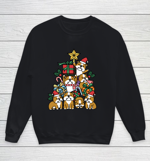 Christmas Tree English Bulldog Dog Youth Sweatshirt