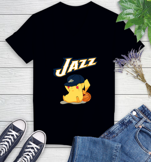 NBA Pikachu Basketball Sports Utah Jazz Women's V-Neck T-Shirt 2