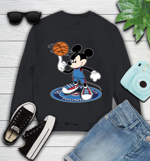 NBA Basketball Oklahoma City Thunder Cheerful Mickey Disney Shirt Youth Sweatshirt