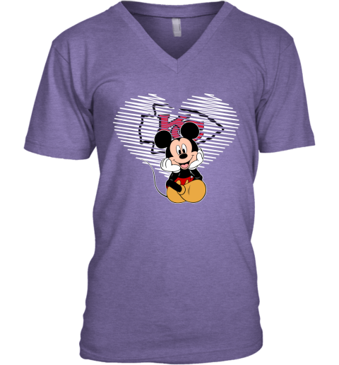 NFL Kansas City Chiefs The Heart Mickey Mouse Disney Football T Shirt ZqtGVuJxzVk v neck unisex 8 95 151514 front heather purple