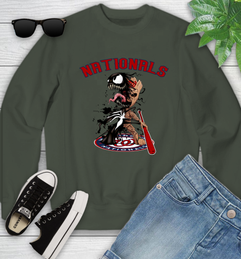 MLB Washington Nationals Baseball Venom Groot Guardians Of The Galaxy Youth Sweatshirt 10
