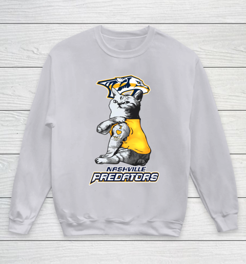 NHL My Cat Loves Nashville Predators Hockey Youth Sweatshirt 3