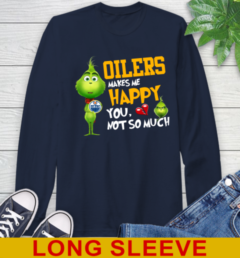 NHL Edmonton Oilers Makes Me Happy You Not So Much Grinch Hockey Sports Long Sleeve T-Shirt 3