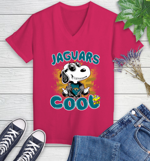 NFL Football Jacksonville Jaguars Cool Snoopy Shirt Women's V-Neck T-Shirt 7