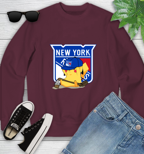 NHL Pikachu Hockey Sports New York Rangers Youth Sweatshirt 5