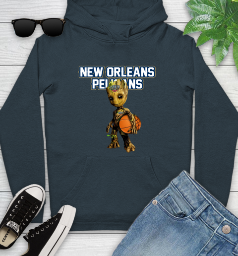 New Orleans Pelicans NBA Basketball Groot Marvel Guardians Of The Galaxy Youth Hoodie 8