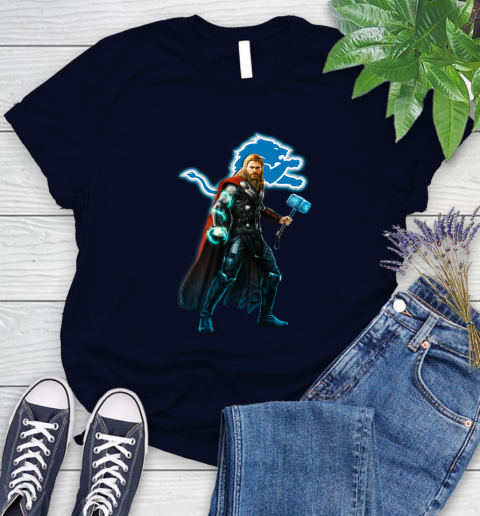 NFL Thor Avengers Endgame Football Detroit Lions Women's T-Shirt 3