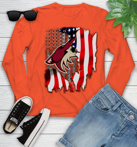 Arizona Coyotes NHL Hockey American Flag Youth Long Sleeve 3