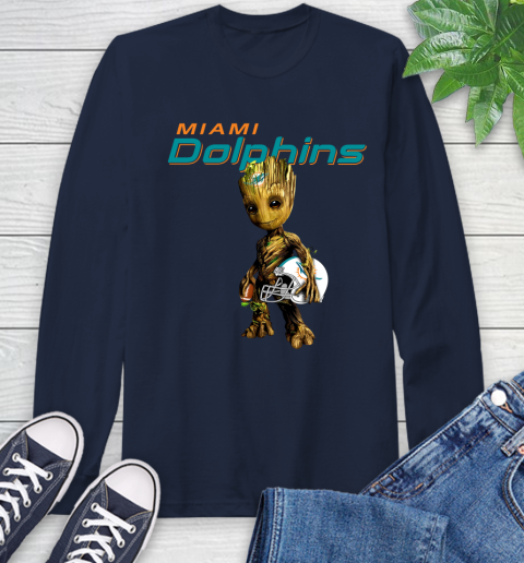 Miami Dolphins NFL Football Groot Marvel Guardians Of The Galaxy Long Sleeve T-Shirt 4