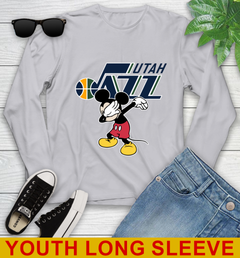 Utah Jazz NBA Basketball Dabbing Mickey Disney Sports Youth Long Sleeve 6
