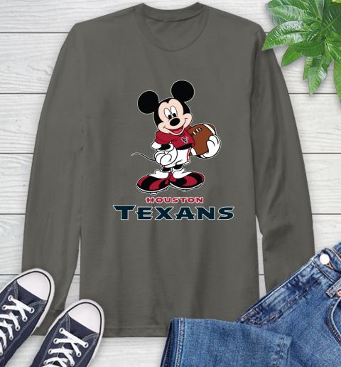 NFL Football Houston Texans Cheerful Mickey Mouse Shirt Long Sleeve T-Shirt 9