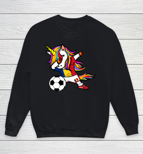Dabbing Unicorn Romania Football Romanian Flag Soccer Youth Sweatshirt