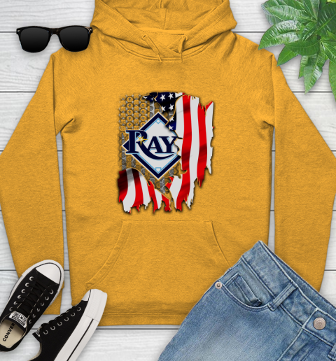 Tampa Bay Rays MLB Baseball American Flag Youth Hoodie 2