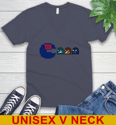 New York Giants NFL Football Pac Man Champion V-Neck T-Shirt 8
